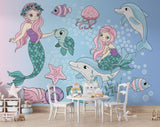 Mermaid Mural Wallpaper | Underwater Fantasy with Dolphins