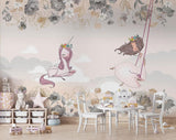 Papier Peint Mural Princesse | Licorne de Rêve et Design Floral