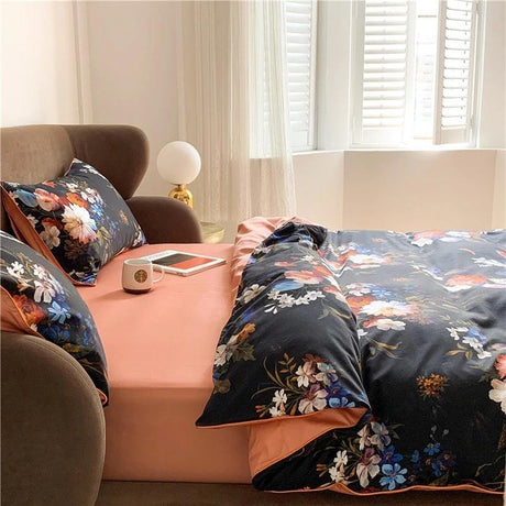 Floral Duvet Set  Egyptian Cotton Dark Botanical Print - Product detail 5