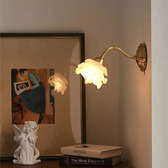 Vintage Flower Wall Light  Copper Base Glass Petal Design - Product detail 6