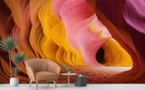 Desert Mural Wallpaper | Antelope Canyon Waves in Pink and Gold