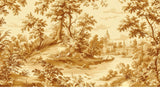 Vintage Mural Wallpaper | Classic Toile de Jouy Landscape in Gold