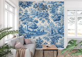 Vintage Mural Wallpaper | Blue Toile de Jouy Pastoral Scene