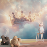 Princess Mural Wallpaper | Royal Crown in Dreamy Clouds