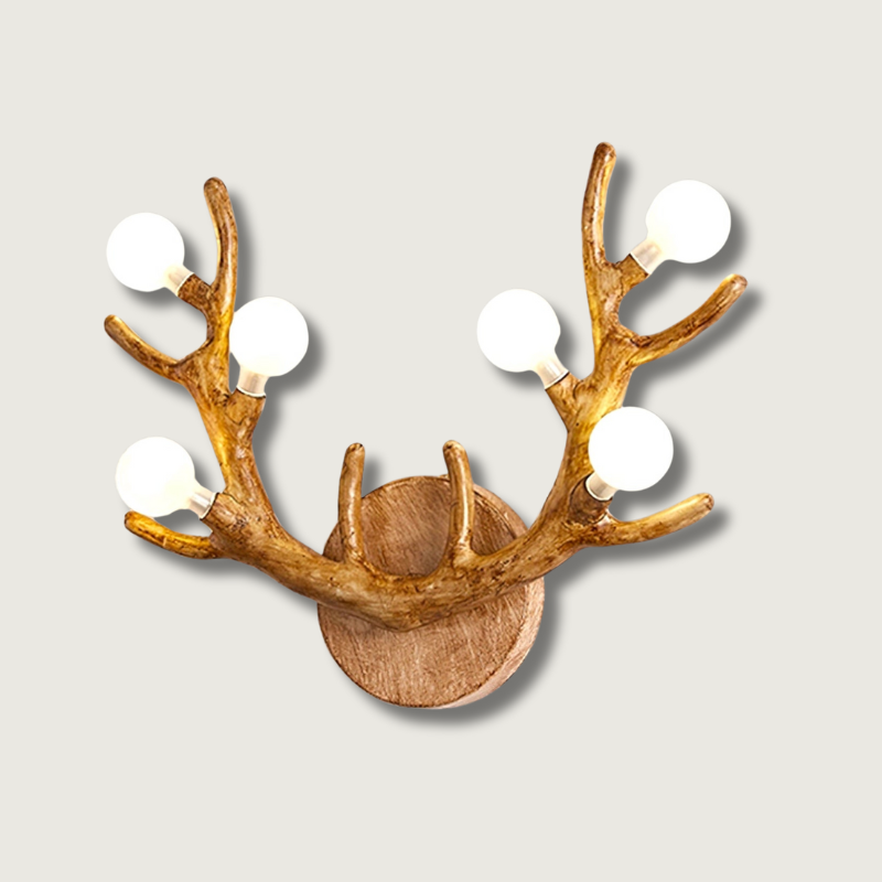 Natural Antler Wall Lamp  Rustic Wood Branch Design - Product showcase