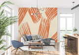 Abstract Mural Wallpaper | Terracotta Brushstroke Pattern