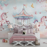 Unicorn Mural Wallpaper | Carousel Fantasy with Butterflies
