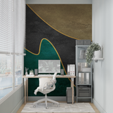 Abstract Mural Wallpaper | Green and Gold Geometric Design