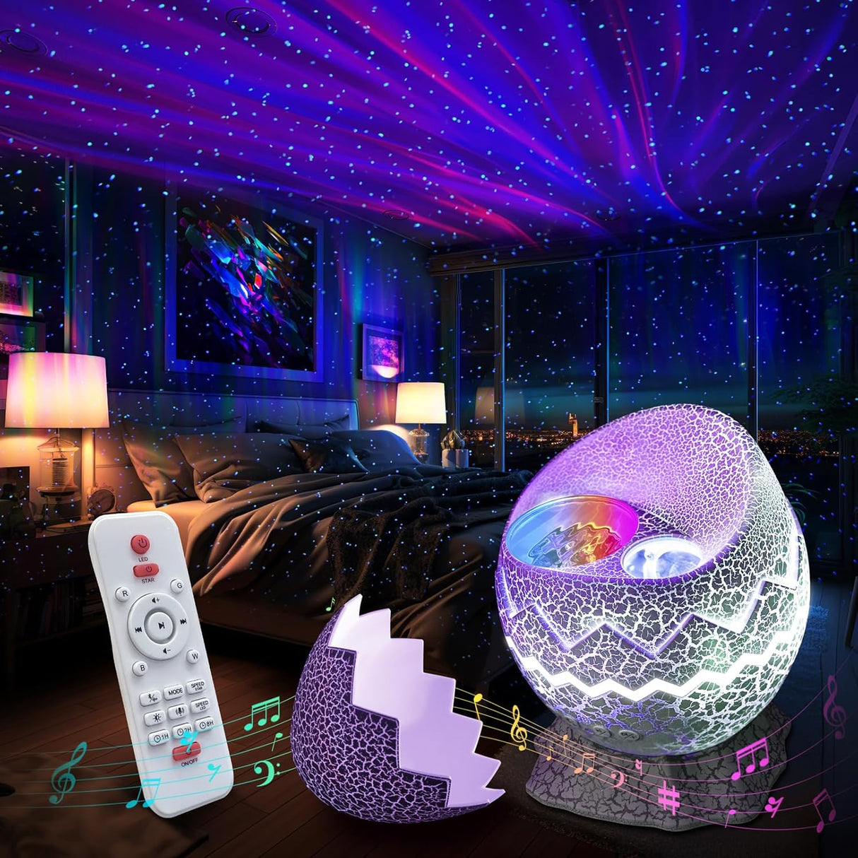 Star Projector Night Light  Bluetooth Speaker with Aurora Effects - Product example