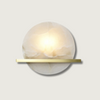 Modern Marble Wall Light  Round Alabaster with Brass Accent - Product showcase