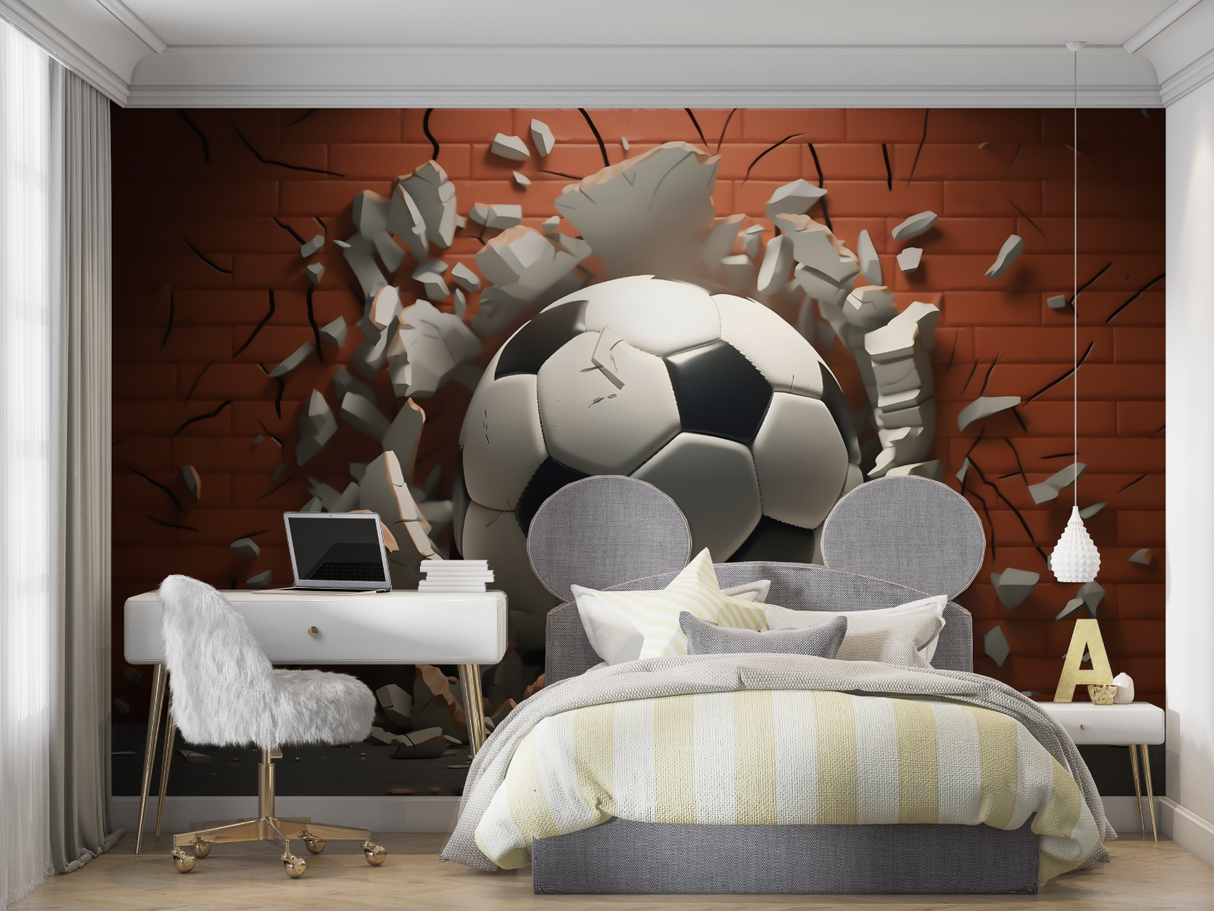 Football Mural Wallpaper | 3D Dynamic White Design