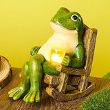 Solar Garden Frog Light  Hand-Painted Rocking Chair Design - Detailed view