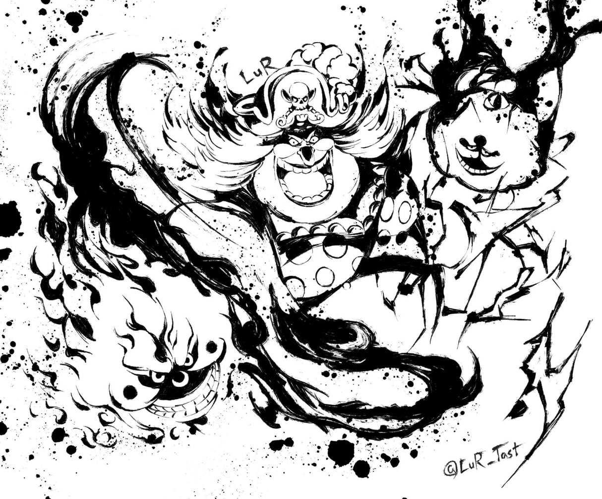 Anime Mural Wallpaper | Black and White Street Art Design