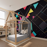 Geometric Mural Wallpaper | Modern 3D Triangle Design