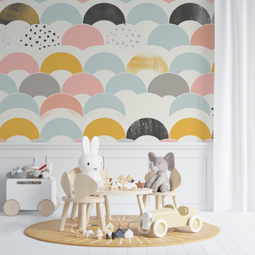 Geometric Mural Wallpaper | Pastel Scandinavian Pattern
