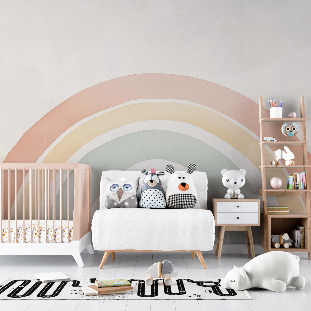 Rainbow Mural Wallpaper | Boho Pastel Arch Design