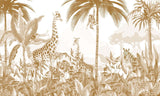 Papier Peint Mural Safari | Design Animaux de la Jungle Dorée