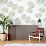 Geometric Mural Wallpaper | Soft Green Circles Pattern