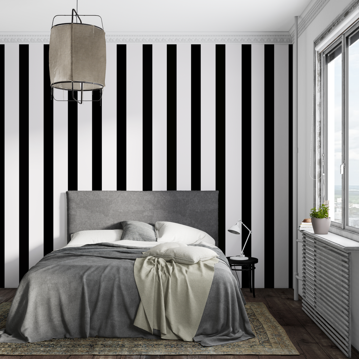 Striped Mural Wallpaper | Modern Black and White Design