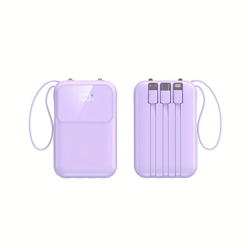 Compact Power Bank 10000mAh  Built-in Cables and LED Display - Detailed view