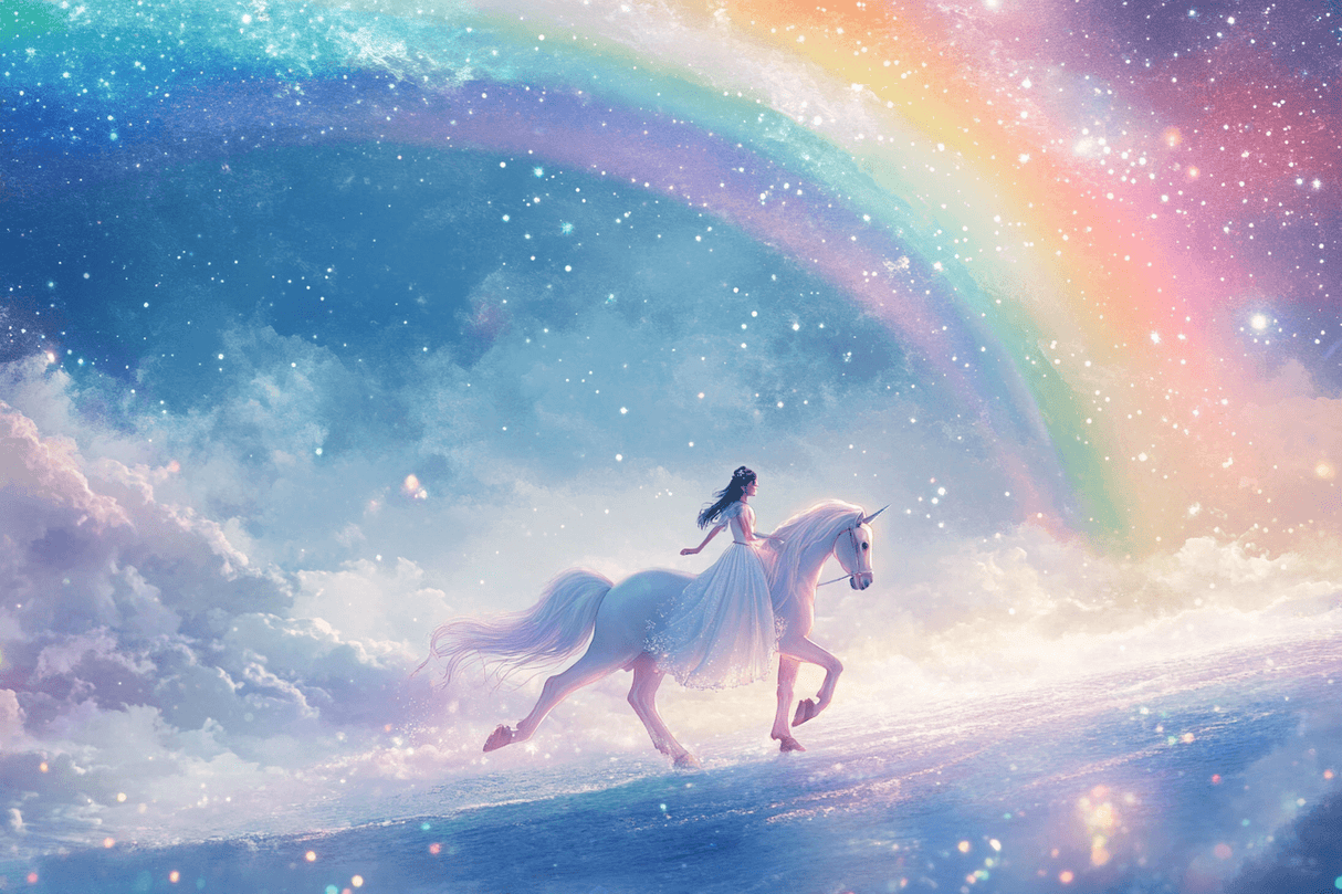 Unicorn Mural Wallpaper | Rainbow Fantasy with Magical Sky