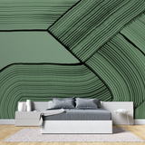 Abstract Mural Wallpaper | Modern Green Geometric Lines