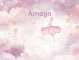Ballet Mural Wallpaper | Dreamy Pink Dancer with Golden Stars