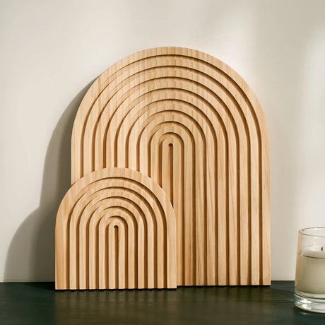 Modern Wood Wall Art  Geometric Rainbow Arch Pattern - Product detail 7