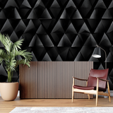 Geometric Mural Wallpaper | Black 3D Triangle Pattern