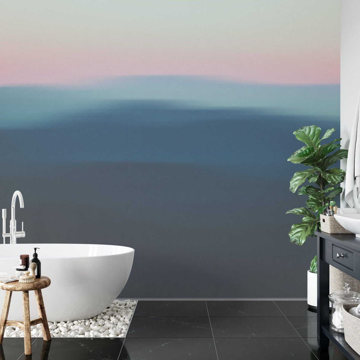 Abstract Mural Wallpaper | Sunset Gradient Hills Design