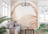 Tropical Mural Wallpaper | Terracotta Palm Leaves Arch