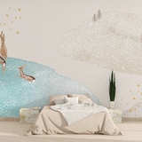 Mountain Mural Wallpaper | Minimalist Nature with Pine Trees