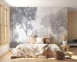 Wald Tapete | Nebelgraue Baumlandschaft