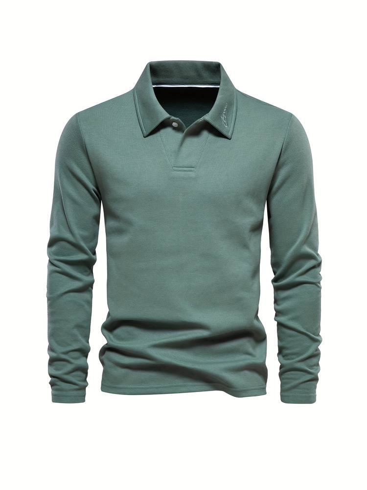 Long Sleeve Polo Shirt  Classic Tailored Design - Detailed view