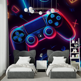 Gaming Mural Wallpaper | Neon PlayStation Controller Design