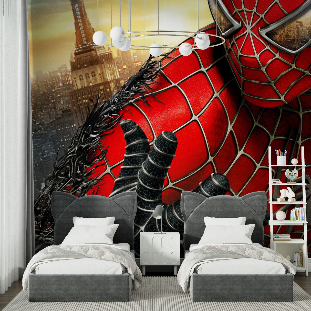 Superhero Mural Wallpaper | Spiderman Red and Black Design