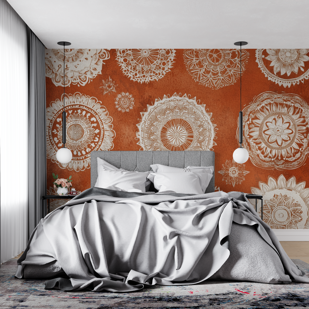 Mandala Mural Wallpaper | Terracotta Ethnic Design