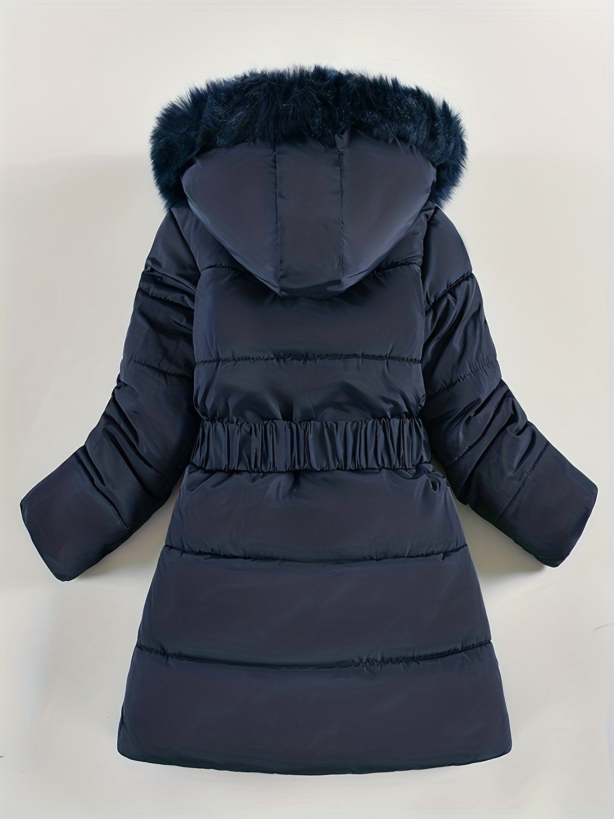 Girls Winter Puffer Coat  Quilted Heart Design With Fur Hood - Product example