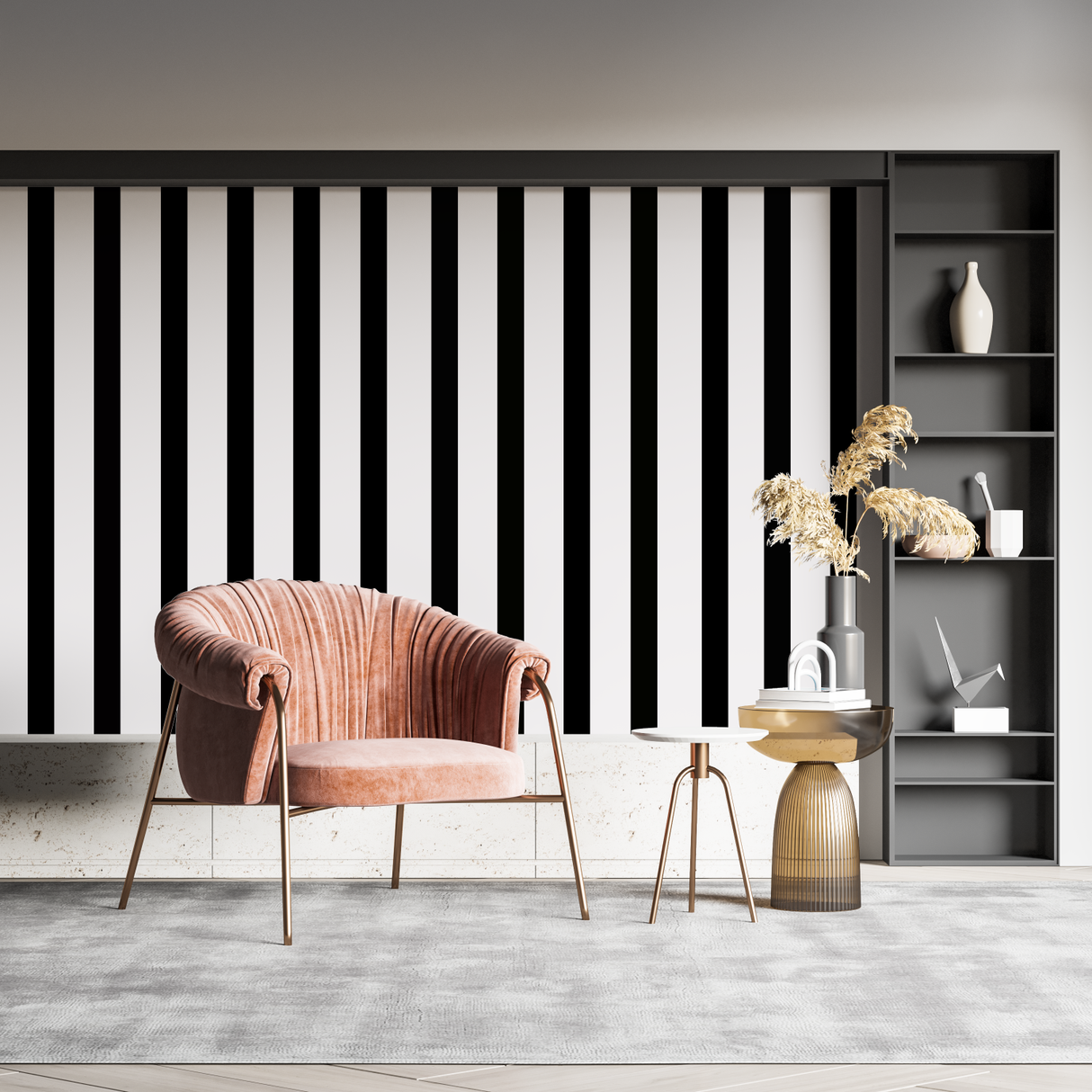 Striped Mural Wallpaper | Modern Black and White Design