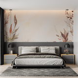 Watercolor Mural Wallpaper | Terracotta Leaves Design