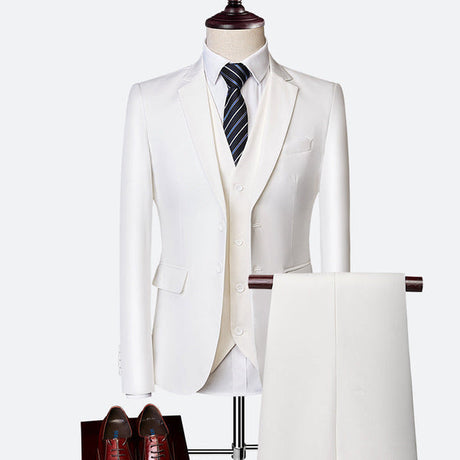 Modern Slim Fit Three-Piece Suit  Sky Blue Cotton Blend - Product detail 14