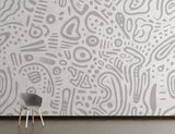 Abstract Mural Wallpaper | Modern Grey Line Art Pattern