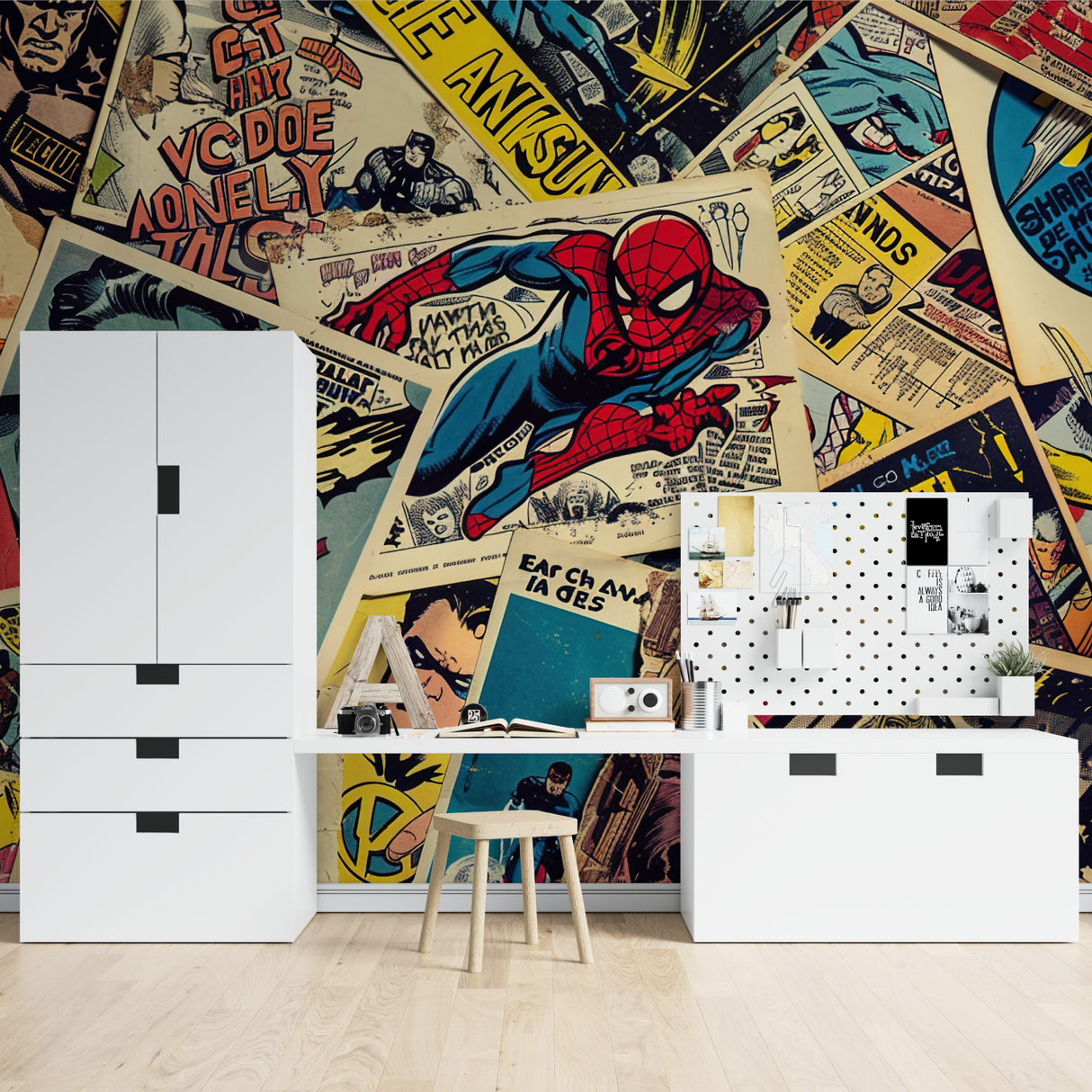 Comic Book Mural Wallpaper | Retro Superhero Collection
