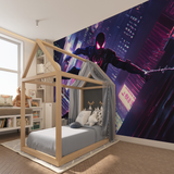 Superhero Mural Wallpaper | Neon Spider Theme City Night