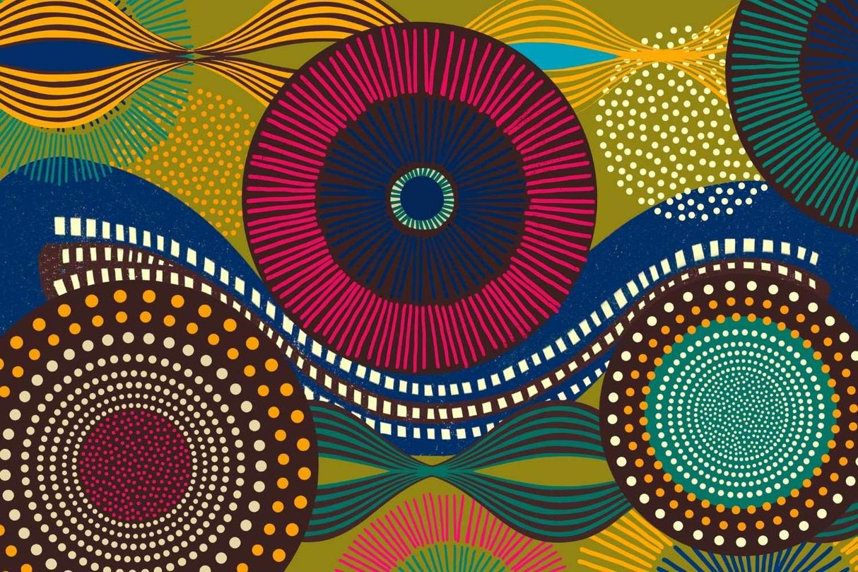 Geometric Mural Wallpaper | Vibrant Circular African Pattern
