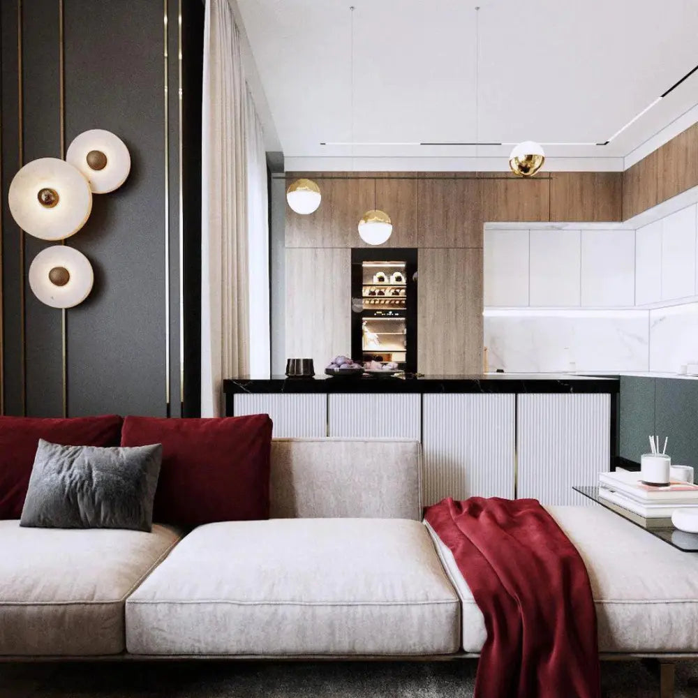 Modern Wall Light  White Glass Disc with Bronze Center - Product detail 9