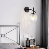 Modern Wall Sconce  Hammered Glass Globe Design - Detailed view