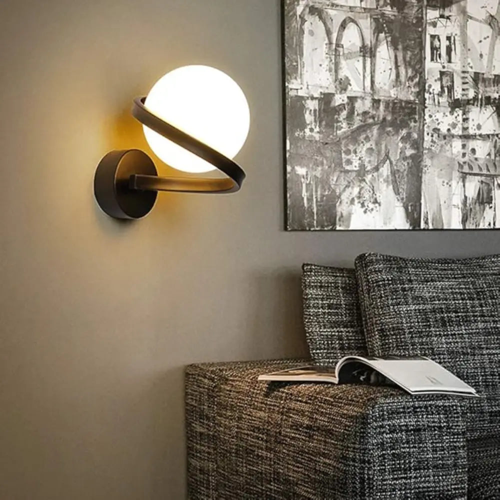 Modern Wall Sconce  Curved Metal Globe Design - Product example