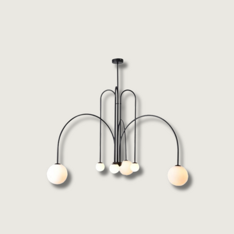 Modern Curved Chandelier  Black Iron Globe Pendant Light - Product showcase