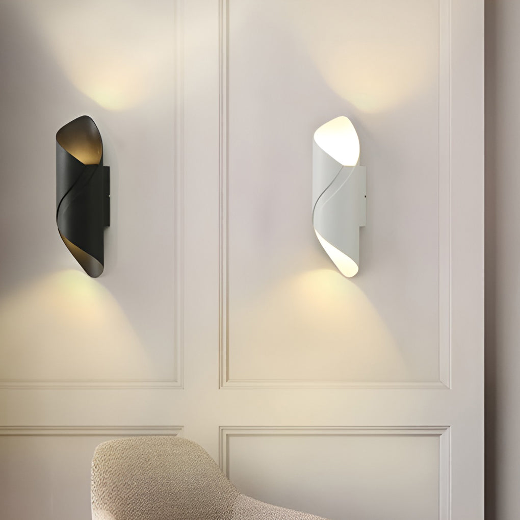 Modern Outdoor Wall Light  Spiral Black Metal Sconce - Detailed view